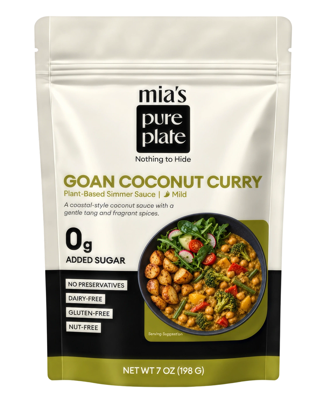 Goan Coconut Curry pouch with the approved packaging artwork